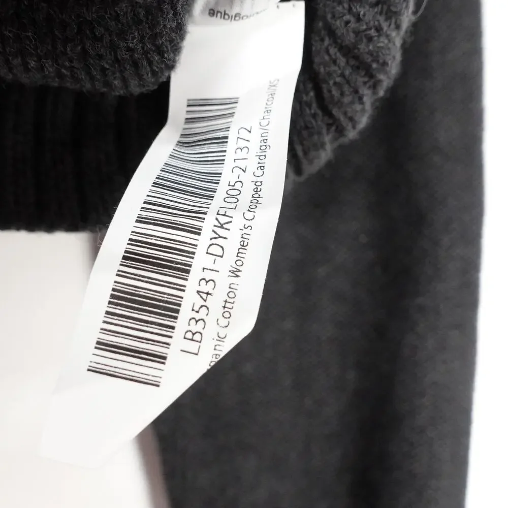 New Quince Women's XS Organic Cotton Cropped Cardigan Charcoal Gray Preppy Retro